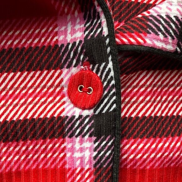Laura Ashley Red Plaid Button-Up Long Sleeve Nightshirt Womens Size Large - Picture 6 of 8